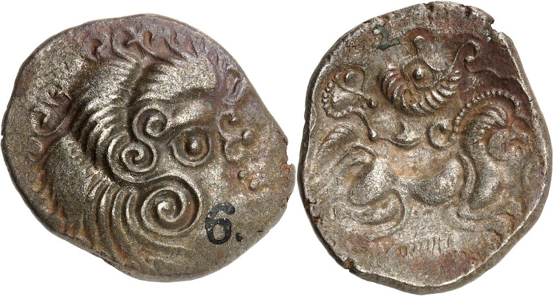 GAULE
Armorique / Coriosolites. Statère au sanglier, Classe III "au nez en epsil...