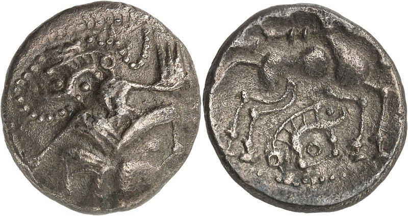 GAULE
Basse Normandie / Baiocasses. Statère aux sangliers enseigne, Classe I au ...