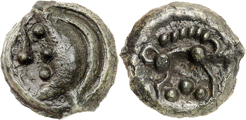 GAULE
Aulerques Éburovices. Potin au sanglier enseigne, var. 4 ND (fin de la pre...