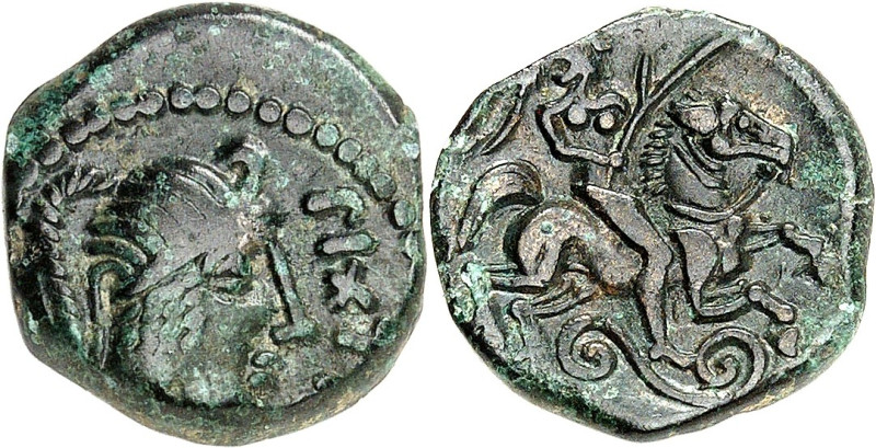 GAULE
Carnutes. Bronze PIXTILOS, classe VII à la cavalière ailée ND (seconde moi...