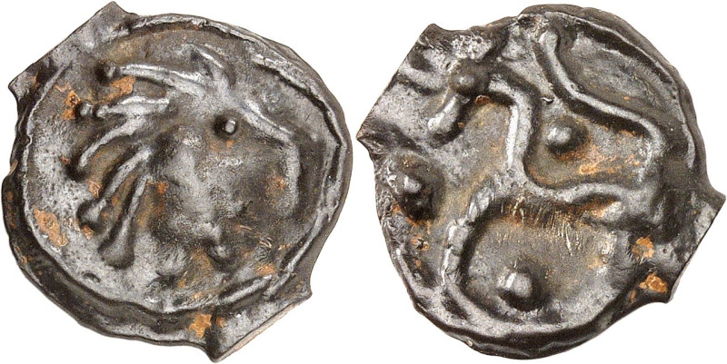 GAULE
Sénons. Potin à la tête d'indien, au cheval POT 22, classe 1 ND (Ier siècl...