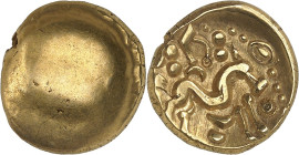 GAULE
Ambiens / Belgium. Statère uniface, revers à l'annelet perlé, variété inédite sans les deux esses ND (second tiers du Ier siècle avant J.-C. et ...