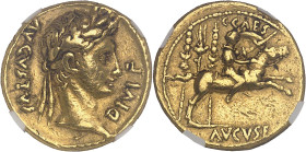 EMPIRE ROMAIN
Auguste (27 av. J.-C. - 14 ap. J.-C.). Aureus 8-6 av. J.-C., Lyon.NGC Ch VF 5/5 3/5 edge marks (6633797-003).
Av. AVGVSTVS DIVI F. Tête ...