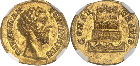 EMPIRE ROMAIN
Marc Aurèle (161-180). Aureus pour le divin Marc Aurèle après mars 180, Rome.NGC Ch AU 5/5 2/5 edge filing (6633797-001).
Av. DIVVS M AN...