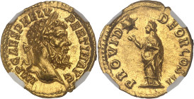 EMPIRE ROMAIN
Pertinax (192-193). Aureus 193, Rome.NGC Gem MS 5/5 5/5 Fine style (6633795-001).
Av. IMP CAES P HELV - PERTIN AVG. Tête laurée à droite...