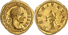 EMPIRE ROMAIN
Trajan Dèce (249-251). Aureus ND (249-251), Rome.
Av. IMP C M Q TRAIANVS DECIVS AVG. Buste lauré et cuirassé à droite, vu de trois-quart...