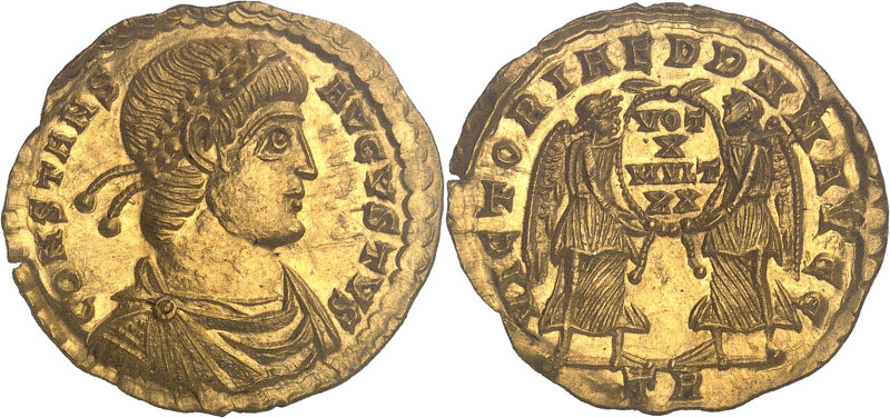 EMPIRE ROMAIN
Constans (337-350). Solidus ND (347-348), Trèves.NGC MS 5/5 2/5 br...