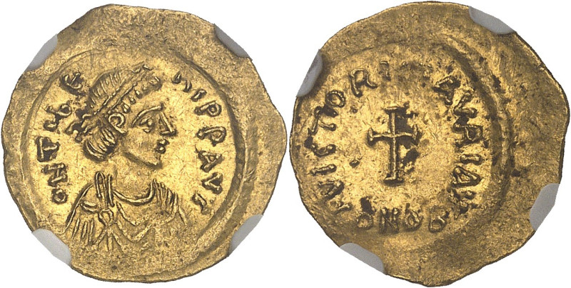 EMPIRE BYZANTIN
Maurice Tibère (582-602). Trémissis ND, Constantinople.NGC Ch AU...