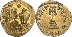 EMPIRE BYZANTIN
Constant II (641-668). Solidus ND (654-659), Constantinople, 6e officine.NGC MS 3/5 4/5 (6158600-006).
Av. [D N CONSTANTINUS C CONSTAN...