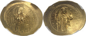 EMPIRE BYZANTIN
Constantin X (1059-1067). Histaménon nomisma 1059-1067, Constantinople.NGC AU 4/5 2/5 brushed (6633798-009).
Av. +IhI XIS RЄX - RIINAN...