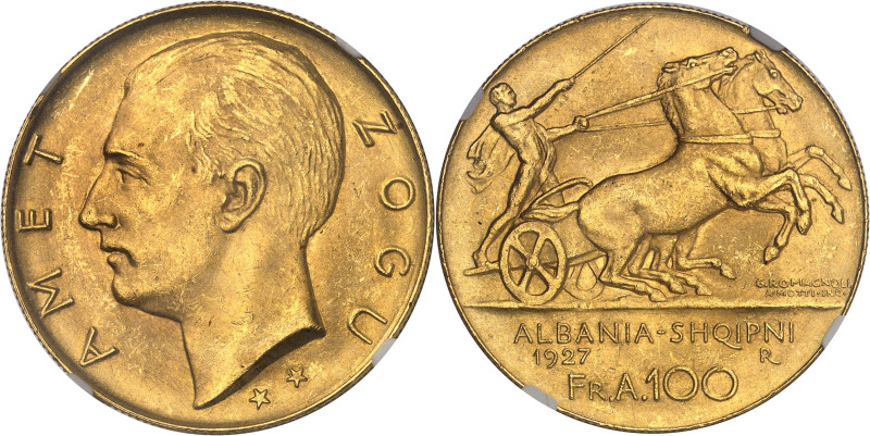 ALBANIE
Ahmed Zogu, président (1925-1928). 100 franga (2 étoiles) 1927, R, Rome....