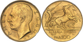 ALBANIE
Ahmed Zogu, président (1925-1928). 100 franga (2 étoiles) 1927, R, Rome.NGC MS 62 (2127388-042).
Av. AMET ZOGU. Tête nue à gauche, au-dessous ...