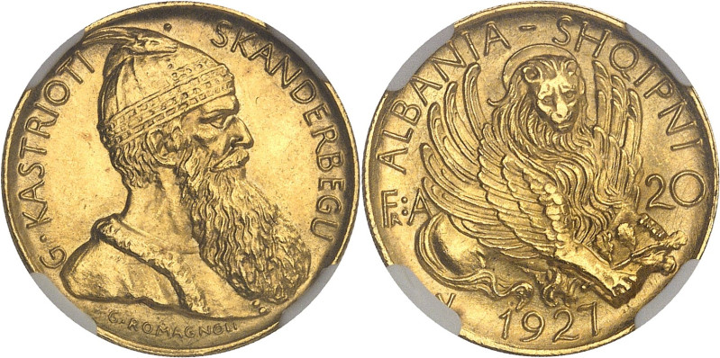 ALBANIE
Ahmed Zogu, président (1925-1928). 20 franga Skanderberg 1927, V, Vienne...