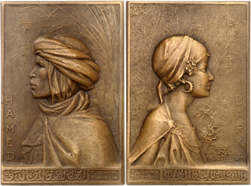 ALGÉRIE
IIIe République (1870-1940). Médaille, Types de Biskra, Hamed et Barka p...