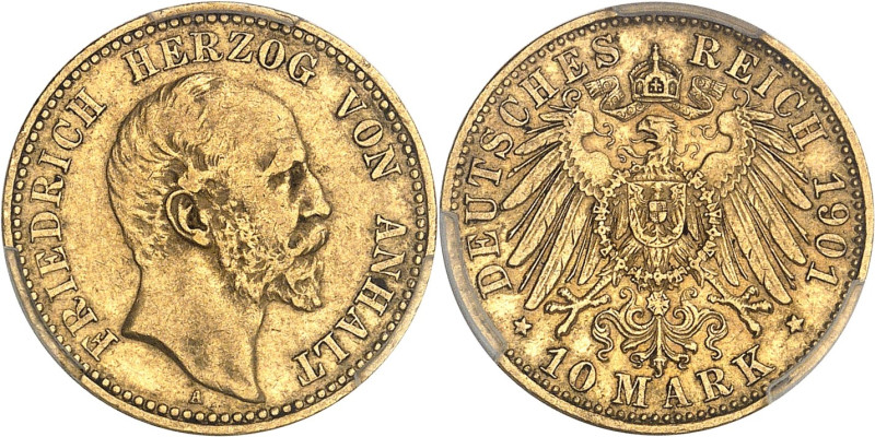 ALLEMAGNE
Anhalt-Dessau, Frédéric Ier (1871-1904). 10 mark 1901, A, Berlin.PCGS ...