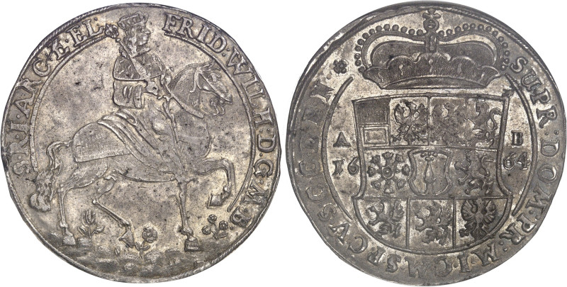 ALLEMAGNE
Brandebourg-Prusse, Frédéric-Guillaume (1640-1688). Thaler 1664 AB, Be...