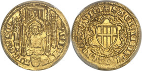 ALLEMAGNE
Cologne, Frédéric II de Sarrewerden (1370-1414). Florin (goldgulden) ND, Deutz (Tuitium).PCGS MS63 (41010103).
Av. FRIDICS - ARCEPS C. Saint...