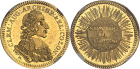 ALLEMAGNE
Cologne, Clément-Auguste de Bavière (1723-1761). Ducat, d’aspect Flan bruni (PROOFLIKE) 1750, Bonn.NGC MS 63 PL (6632268-010).
Av. CLEM: AUG...