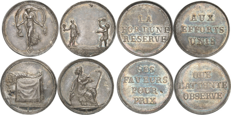 ALLEMAGNE
Prusse, Frédéric II (1740-1786). Coffret de 4 jetons de jeux en argent...