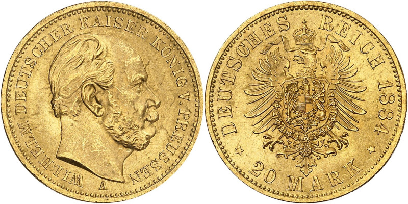 ALLEMAGNE
Prusse, Guillaume Ier (1861-1888). 20 mark 1884, A, Berlin.NGC MS 65 ...