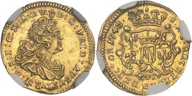 ALLEMAGNE
Saxe, Frédéric-Auguste II, prince-électeur (1733-1763). 1/4 de ducat 1743/0 FWôF, Dresde.NGC MS 62 (6630870-012).
Av. (différent) D: G: FRID...