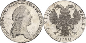 ALLEMAGNE
Saxe, Frédéric-Auguste III, prince-électeur (1763-1806). Thaler 1790 IEC, Dresde.NGC MS 65 (3193703-002).
Av. FRID. AVG. D. G. DVX SAX. ELEC...