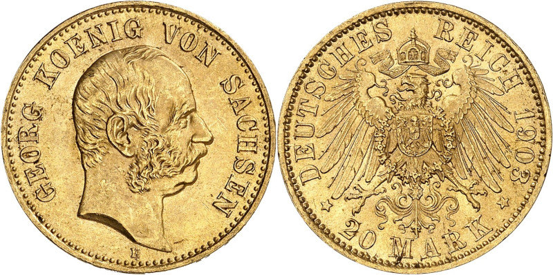 ALLEMAGNE
Saxe, Georges (1902-1904). 20 mark 1903, E, Muldenhutten.NGC MS 63 (6...