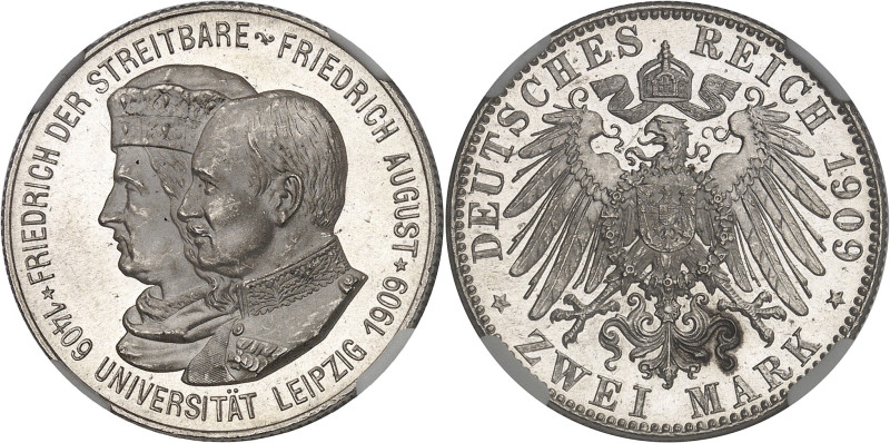 ALLEMAGNE
Saxe, Frédéric Auguste III (1904-1918). 2 (zwei) mark, 500e anniversai...