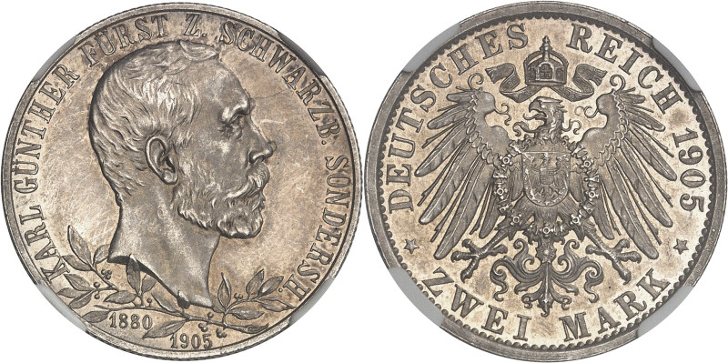 ALLEMAGNE
Schwarzbourg-Sonderhausen, Charles-Gonthier (1880-1908). 2 (zwei) mark...