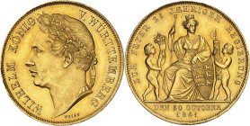 ALLEMAGNE
Wurtemberg, Guillaume Ier (1816-1864). Module de 4 ducats, frappe d’hommage, 25e anniversaire de règne 1841.
Av. WILHELM KÖNIG V. WÜRTTEMBER...