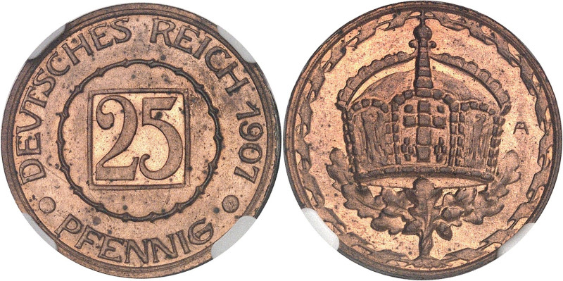 ALLEMAGNE
Empire allemand, Guillaume II (1888-1918). Essai de 25 pfennig en cuiv...