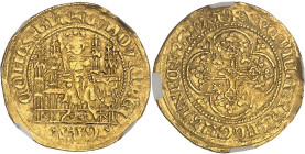 BELGIQUE
Flandres (comté de), Louis de Male (1346-1384). Quart d’écu d’or à la chaise et à l’aigle ND (1346-1384), Bruges.NGC MS 62 (4824346-008).
Av....