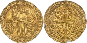 BELGIQUE
Flandres (comté de), Philippe le Hardi (1384-1404). Ange d’or ND (1384-1404), Bruges.NGC MS 64* (3938957-008).
Av. + PHILIPPVS: DEI: GRA: D...