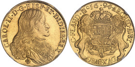 BELGIQUE
Flandres (comté de), Charles II (1665-1700). 8 souverains 1694, Bruges.NGC AU 58 (2125754-007).
Av. CAROL. II. D. G. HISP. ET. INDIAR. REX. B...