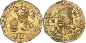 BELGIQUE
Tournai (Seigneurie de), Philippe IV (1621-1665). Souverain ou lion d’or 1649, Tournai.NGC MS 61 (6630870-011).
Av. PHIL. IIII. D. G. HISP. E...