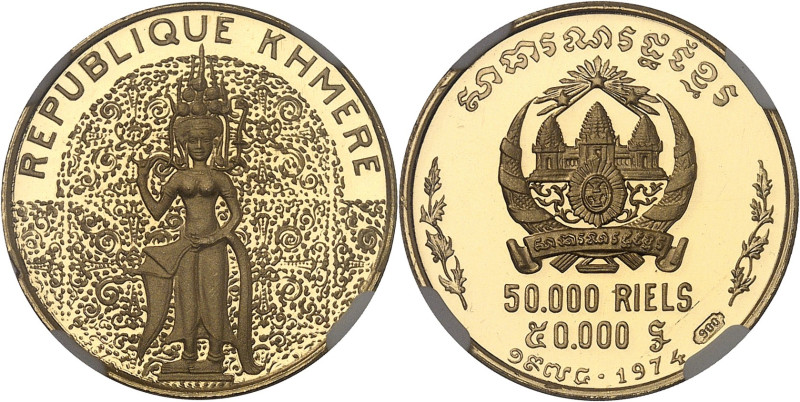 CAMBODGE
République Khmère, Lon Nol (1972-1975). 50.000 riels, danseuse céleste,...