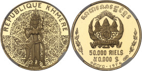CAMBODGE
République Khmère, Lon Nol (1972-1975). 50.000 riels, danseuse céleste, Flan bruni (PROOF) 1974.NGC PF 68 ULTRA CAMEO (5789084-003).
Av. REPU...