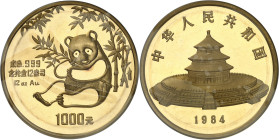 CHINE
République populaire de Chine (depuis 1949). 1000 Yuans Or (12 onces), Flan bruni (PROOF) 1984, Shenyang Mint.NGC PF 64 ULTRA CAMEO (663578-000...