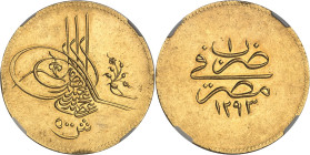 ÉGYPTE
Abdülhamid II (1876-1909). 500 Qirsh AH 1293/1 (1876-1877), Misr.NGC AU 58 (3958178-019).
Av. Tughra avec une fleur à droite ; au-dessous (vale...