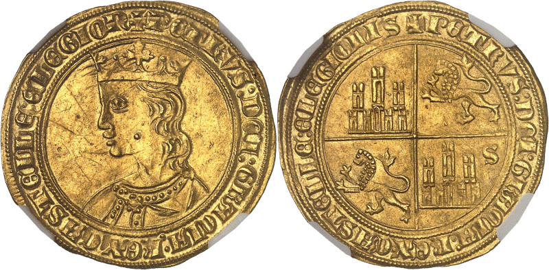 ESPAGNE
Pierre Ier de Castille (1350-1369). Double (dobla) de 35 maravédis ND, S...