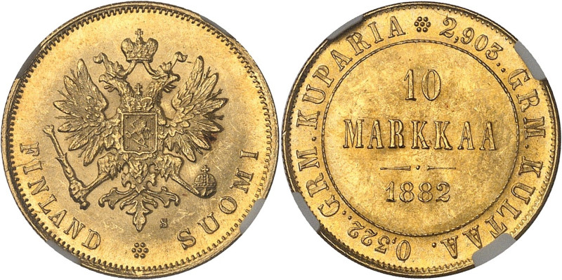 FINLANDE
Alexandre III (1881-1894). 10 markkaa 1882 S, Helsinki.NGC MS 65 (64535...