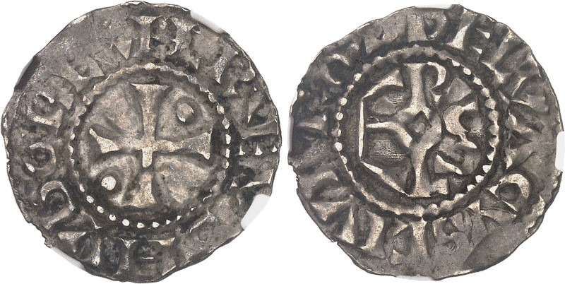 FRANCE / CAPÉTIENS
Hugues Capet (987-996). Denier ND, Beauvais.NGC AU 50 (638923...