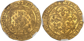 FRANCE / CAPÉTIENS
Philippe VI (1328-1350). Pavillon d’or ND (1339).NGC MS 64 (5781859-025).
Av. (lis) PHILIPPVS: DEI: GRA: FRANCHORVM: REX. Le Roi as...
