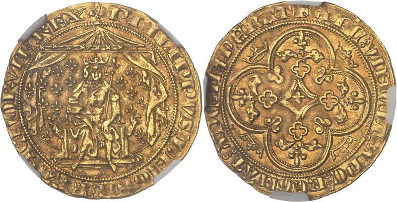 FRANCE / CAPÉTIENS
Philippe VI (1328-1350). Pavillon d’or ND (1339).NGC AU 53 (6...