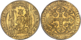 FRANCE / CAPÉTIENS
Philippe VI (1328-1350). Double d’or, 1ère émission ND (1340).PCGS MS63 (44994485).
Av. x PH’: DEI: GRAx - xFRANC:REXx. Le Roi assi...