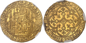 FRANCE / CAPÉTIENS
Philippe VI (1328-1350). Chaise d’or ND (1346).NGC MS 63 (6630871-003).
Av. + PHILIPPVS: DEI: GRACIA: FRANCORVM: REX. Le Roi assis ...