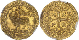 FRANCE / CAPÉTIENS
Jean II le Bon (1350-1364). Mouton d’or ND (1355).NGC MS 64 (6632265-049).
Av. + AGN. DEI. QVI. TOLL'. PCCA. MVDI. MISERERE. NOB'. ...