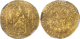 FRANCE / CAPÉTIENS
Jean II le Bon (1350-1364). Royal d’or, 2e émission ND (1359).NGC MS 62 (6631355-023).
Av. IOH’ES: DEI: GRA - FRANCORV: REX. Le Roi...