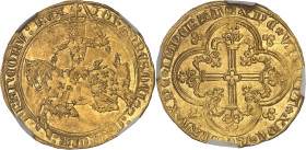 FRANCE / CAPÉTIENS
Jean II le Bon (1350-1364). Franc à cheval ND (1360).NGC MS 61 (6632265-021).
Av. IOHANNES: DEI: GRACIA: FRANCORV: REX. Le roi à ch...