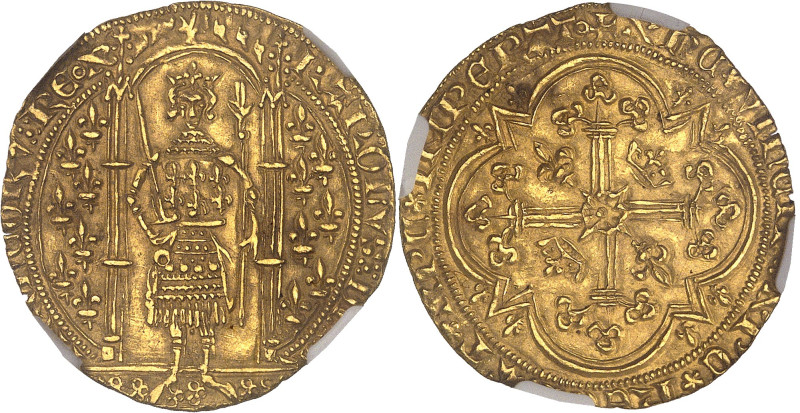 FRANCE / CAPÉTIENS
Charles V (1364-1380). Franc à pied ND (1365).NGC MS 63 (6632...